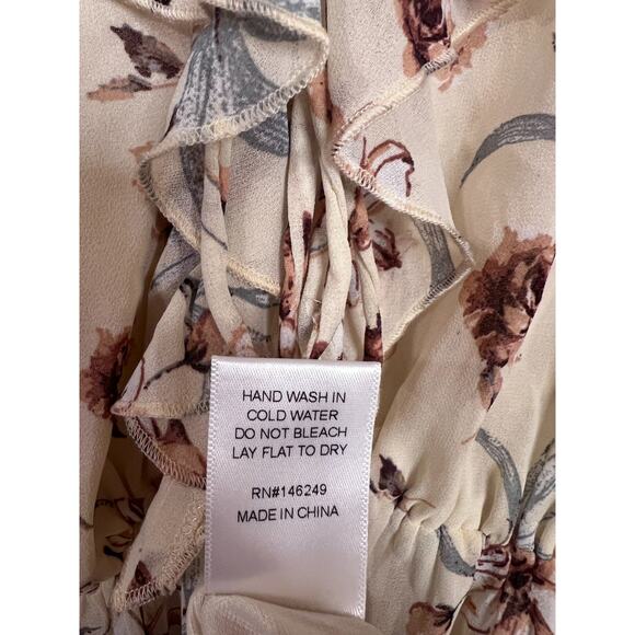 Baltic Born Dress Cream Floral Print Ruffles Size MED Classy Cute - Picture 3 of 6